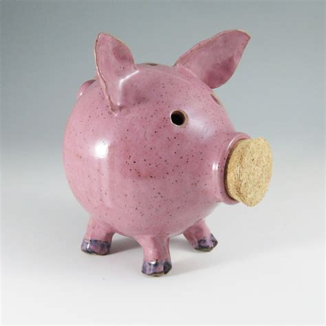 Pink Ceramic Piggy Bankunique Coin Bankpink Pottery Piggy Bankready