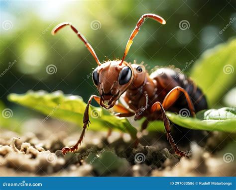 An Ant is Relaxing among the Leaves in the Garden at Midday Stock