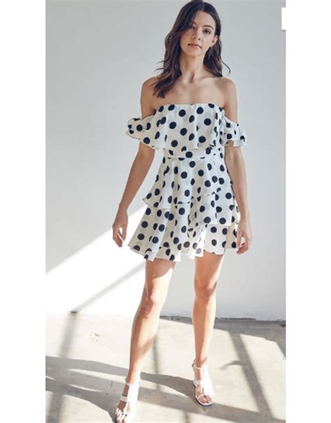 white dress with black polka dots buy and slay