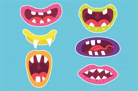 Cute Monster Mouths Clipart Illustrations Creative Market