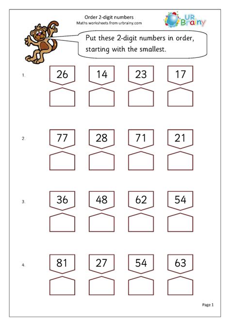 Comparing Two Digit Numbers Math Worksheet Twisty Noodle Simple