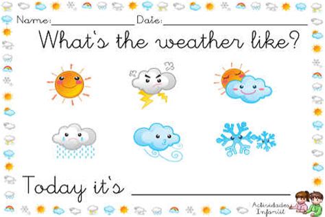 El clima (weather) se puede describir como: EL LIBRO DEL TIEMPO - Actividades infantil