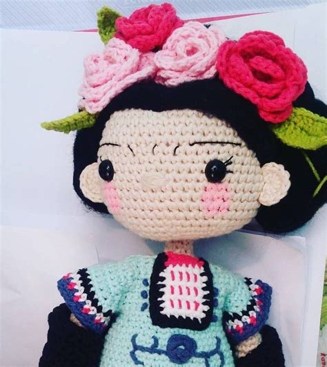 Frida Kahlo Crochet Amigurumi Sirena De Ganchillo Artesanía De
