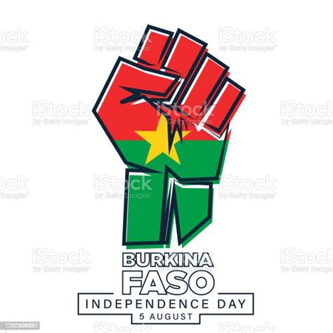 Happy Independence Day Burkina Faso 5 August Flag And Hand Effect