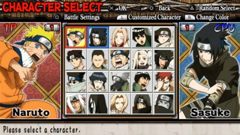 Naruto Ultimate Ninja Heroes All Characters Psp Youtube