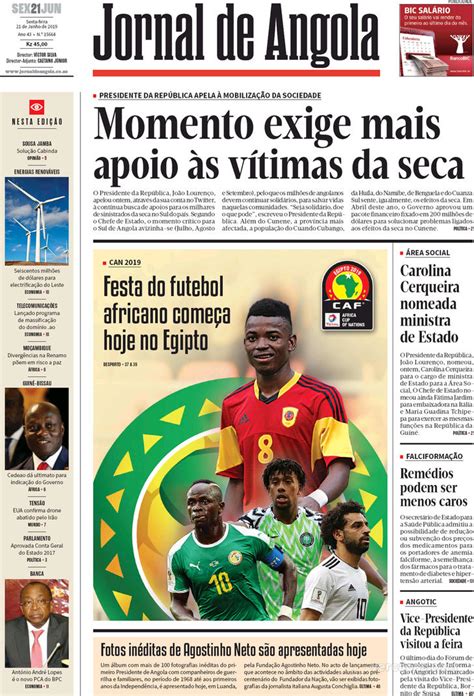 Jornal De Angola Sexta 21 De Junho De 2019