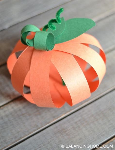 Paper Strip Pumpkin Craft Balancing Home Pumpkin Crafts