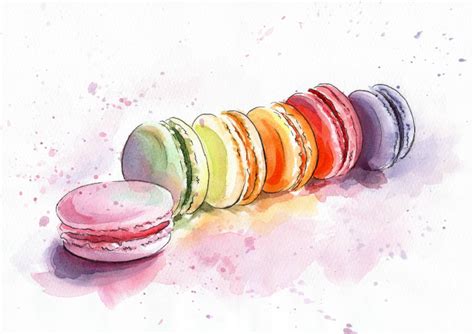 Macaroons Watercolor Print Watercolor Painting Wall Decor Poster Giclee