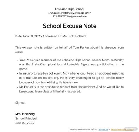 14 Excuse Note Templates For Work And School Pdf