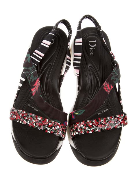 Dior Sequin Slingback Sandals In Black Lyst