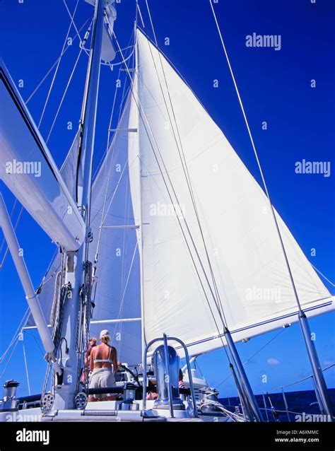 Under Sail Luxury Sailing Yacht Stock Photo Alamy