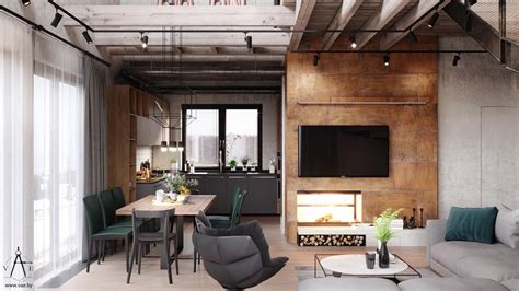 Warm Industrial Style House With Layout