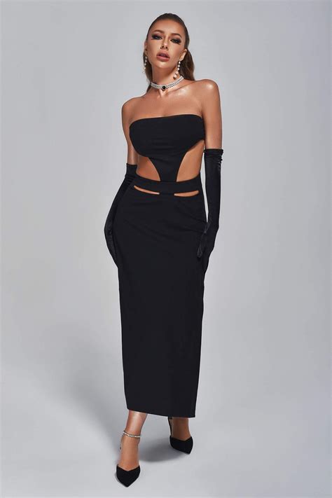 Amalea Cutout Slit Midi Dress – Bellabarnett