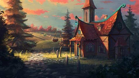 Fabulous Cottage On The Edge Of The Forest Fantasy Art Backiee