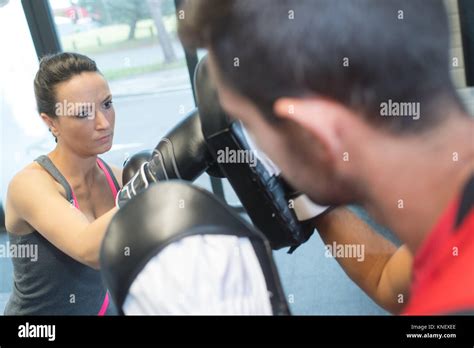 Male And Female Boxer With Fighting Stance Stock Photo Alamy