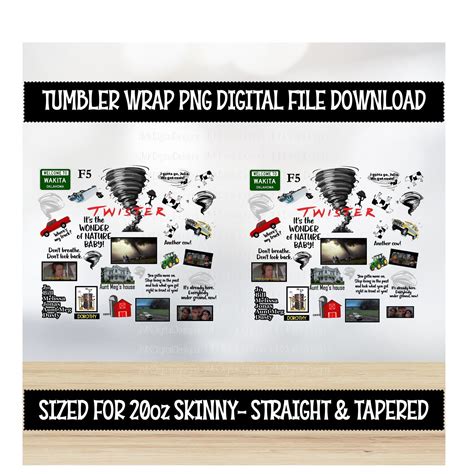 Twister Movie Theme 20 Oz Tumbler Wrap Printable Png Digital File For