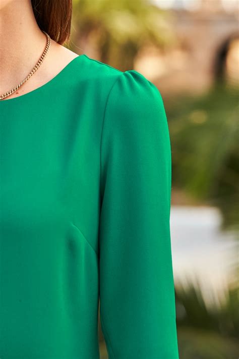 Emerald Green Ruffle Trim Detail Shift Dress