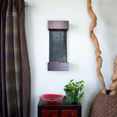 Small Nojoqui Falls Indoor Wall Mounted Water Fountain Copper Vein