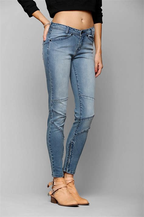 Lyst Urban Outfitters Neon Blonde Mid Rise Seam Jeans In Blue