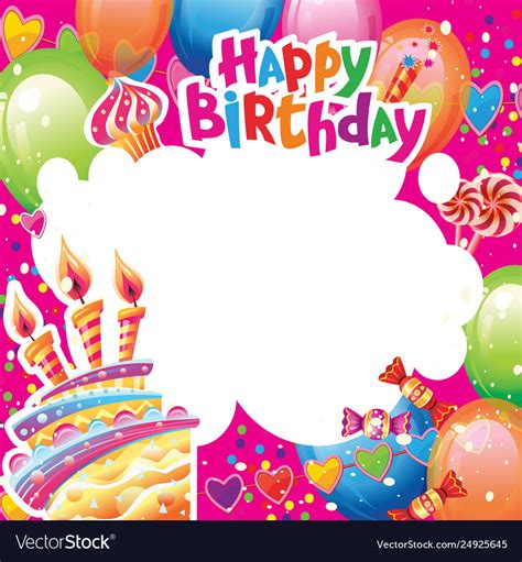 The card prints out at 5x7 or can be sent as an ecard. Template for birthday card with place for text Vector Image