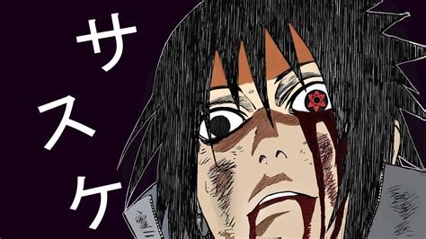 Uchiha Sasuke Naruto Shippuuden Face Anime Purple Background Simple