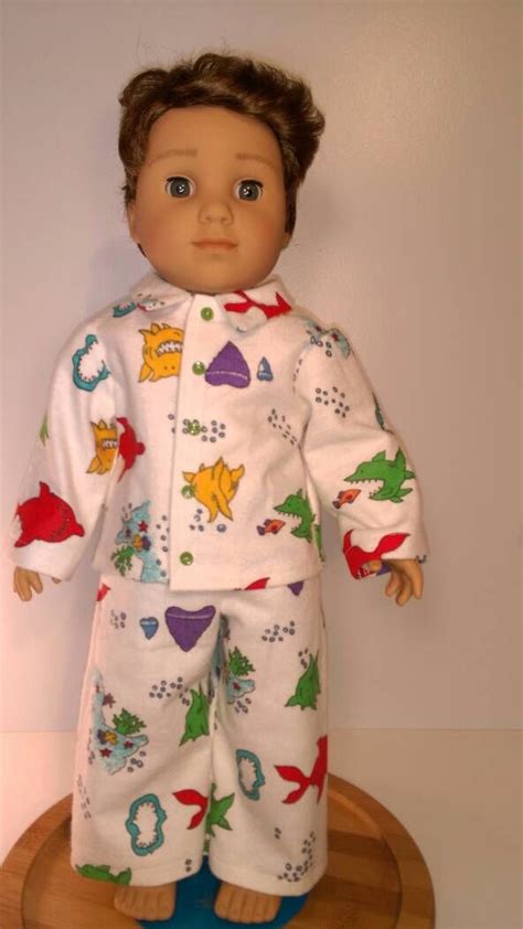 Shark Flannel Doll Pajamas Fits 18 Inch Dolls 60 Etsy 18 Inch Doll