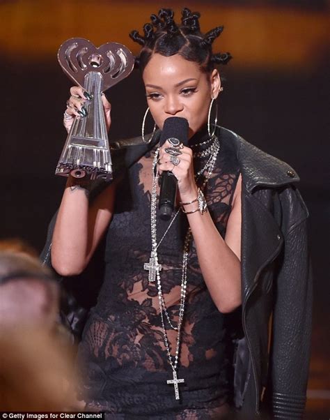 Rihanna Displays Body In Lace Dress At Iheartradio Awards In Los