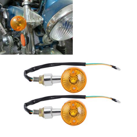 2pcs 6v Turn Signal Motorcycle Scooter Chrome Small Turn Signals Small