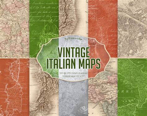 Vintage Maps Digital Paper Vintage Italian Maps Etsy