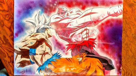 Como Dibujar A Goku Ultra Instinto Vs Jiren Full Power Youtube