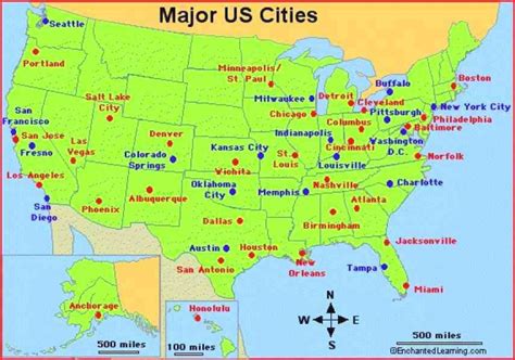 Us Map With Cities Us Map With Major Cities • Use Of