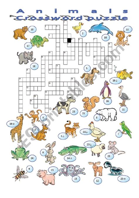 Animals Crossword Puzzle Carinewbi