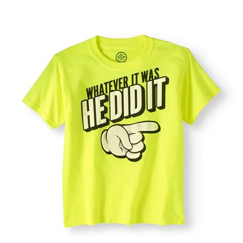 Boys He Did It Humor Short Sleeve Graphic T Shirt Safety Green
