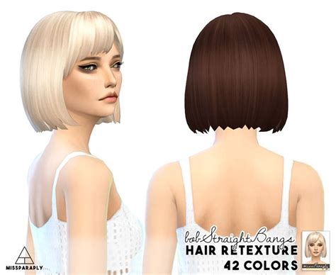 Hair Retexture Ea Bobstraightbangs Sims 4 Curly Hair Sims Sims 4