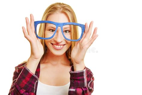 Young Woman Holding Nerd Glasses Stock Image Image Of Young Hipster