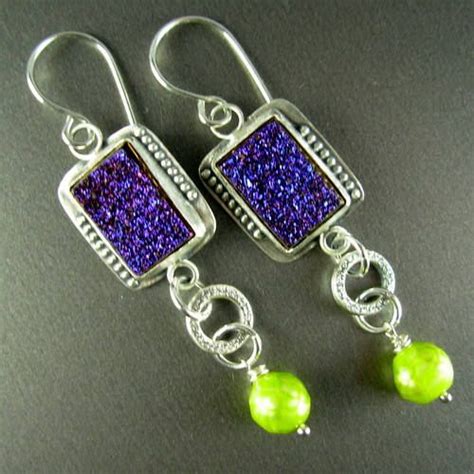 Titanium Enhanced Drusy Purple Blue Dyed Lime Green Faceted Etsy