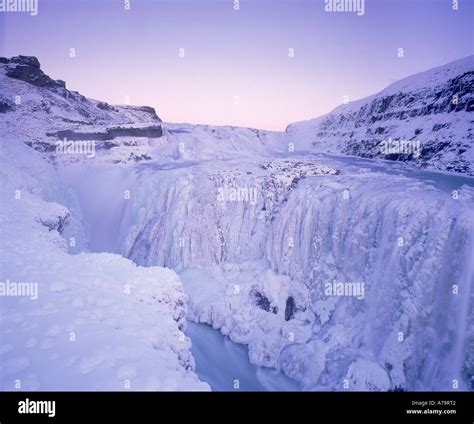 Frozen Gullfoss Waterfall Iceland Stock Photo Royalty Free Image