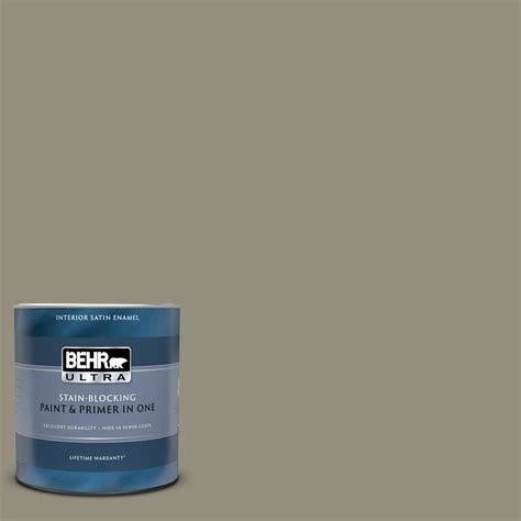 Behr Ultra 1 Qt N350 5 Muted Sage Satin Enamel Interior Paint And