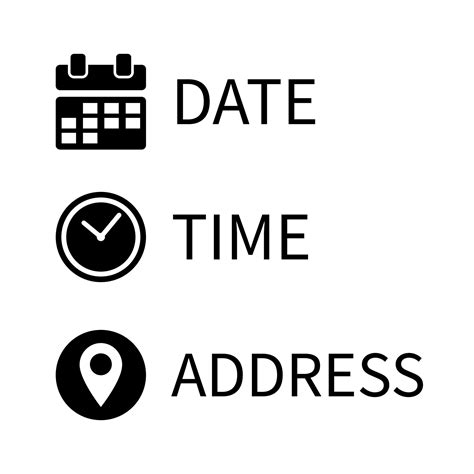 Date Time Address Or Place Icons Symbol 7525815 Vector Art At Vecteezy