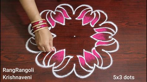 Dussehra Special Rangoli🌷5x3 Dots Vijayadashami Muggulu🌷easy Lotus