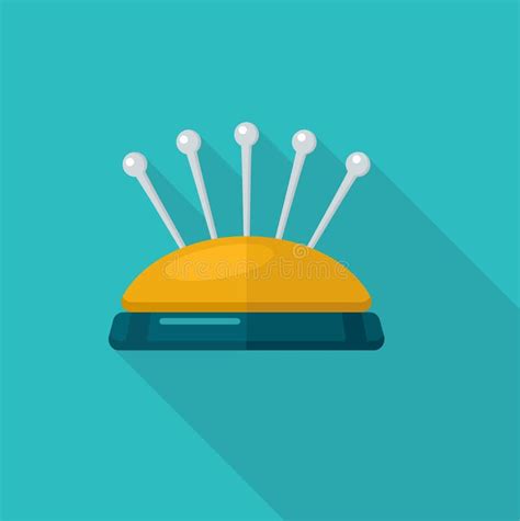 Pin Cushion With Pins Vector Icon Flat Illustration Stock Vector