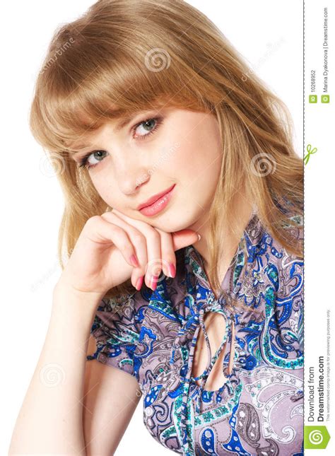 Smiling Teenage Girl With Long Blond Hair Stock Photography Image