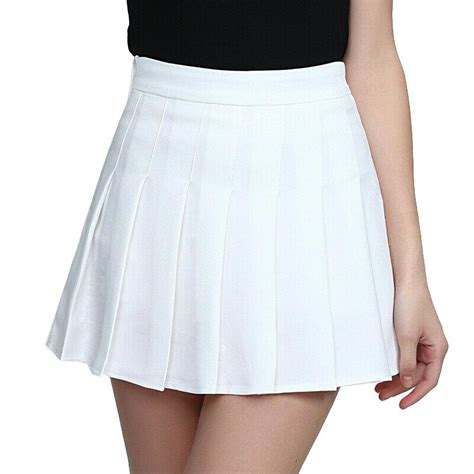 Womens High Waisted Pleated Zip Tennis Style Skater Mini Skirt Ebay