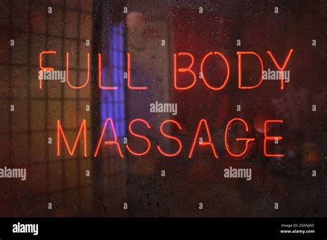 Vintage Neon Sign In Window Asian Massage Stock Photo Alamy