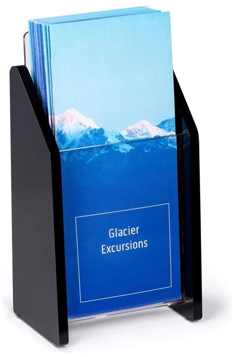 single pocket acrylic brochure holder for tabletop fits 4 x 9 pamphlets black brochure