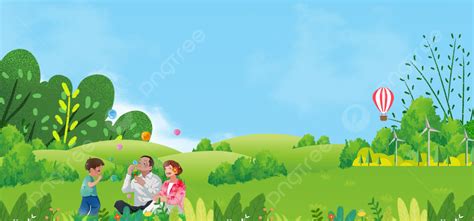Parent Child Green Cartoon Children S Green Banner Background Spring