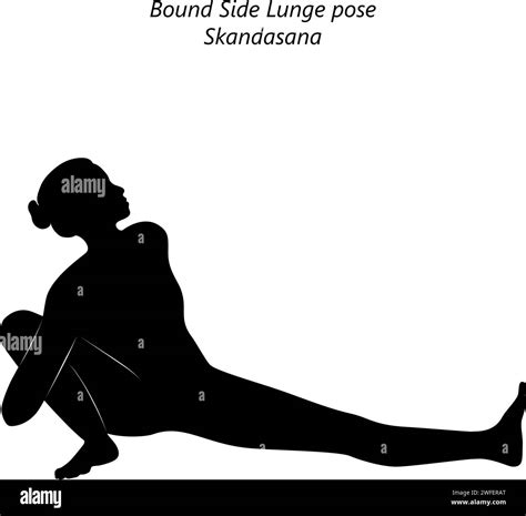 Silhouette Of Woman Doing Yoga Skandasana Bound Side Lunge Pose Intermediate Difficulty