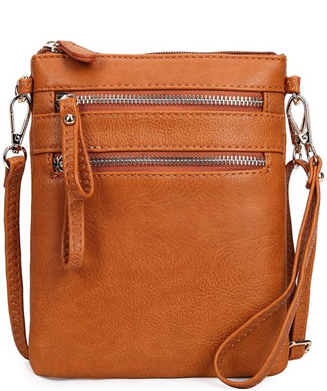Solene Women S Faux Leather Organizer Multi Zipper Pockets Handbag With