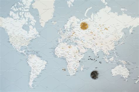 World Map With Pins By Floral Deco On Creativemarket World Map With