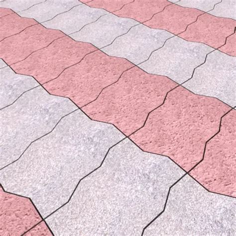 Zigzag Red And Grey 60mm Interlocking Concrete Paver Block For